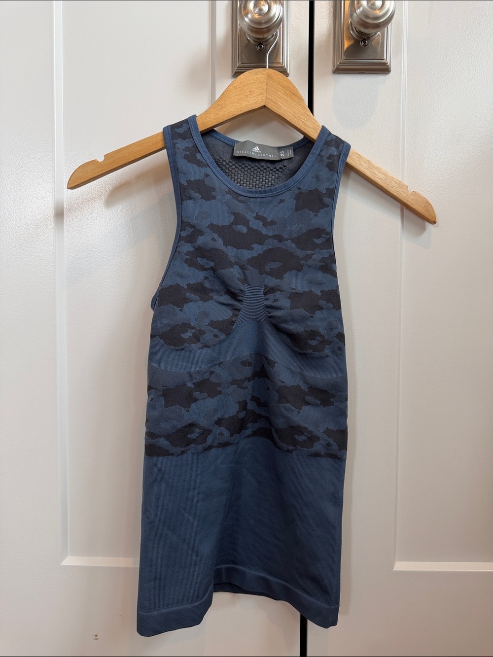 Adidas by Stella McCartney Navy and Charcoal Camo Seamless Tank